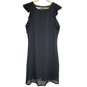 Britt Ryan Textured Flutter Sleeve Dress Womens 12 Black LBD Preppy‎ Lightweight